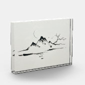 "月明かりの山々:墨絵の風景" フォトブロック (左)