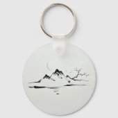 "月明かりの山々: 水墨画の風景" キーホルダー (裏面)