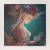 月明かりの庭の水色の妖精 ジグソーパズル (縦)