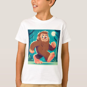 月明かりの散歩:幸せなビッグフット Tシャツ