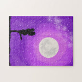 月明かりの日ナイトカップル紫の星空 ジグソーパズル (横)