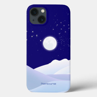 月明かりの星の雪の風景モダン iPhone 13ケース