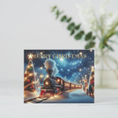 月明かりの星空の下を走るクリスマストレイン シーズンポストカード (スタンド正面)