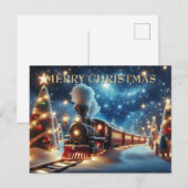 月明かりの星空の下を走るクリスマストレイン シーズンポストカード (正面/裏面)