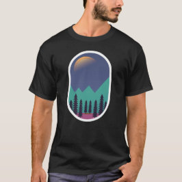 月明かりの松林ミニマリストのミッドナイトランドスケープ Tシャツ