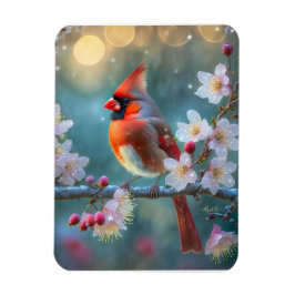 月明かりの桜と雄のショウジョウコウチョウ マグネット