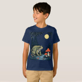 月明かりの森でキノコを採るヒキガエル Tシャツ (正面フル)