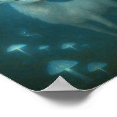 月明かりの森のポスターに魅了された白い牡鹿 ポスター (角)