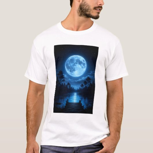 月明かりの森の映り込みの美学 Tシャツ (正面)