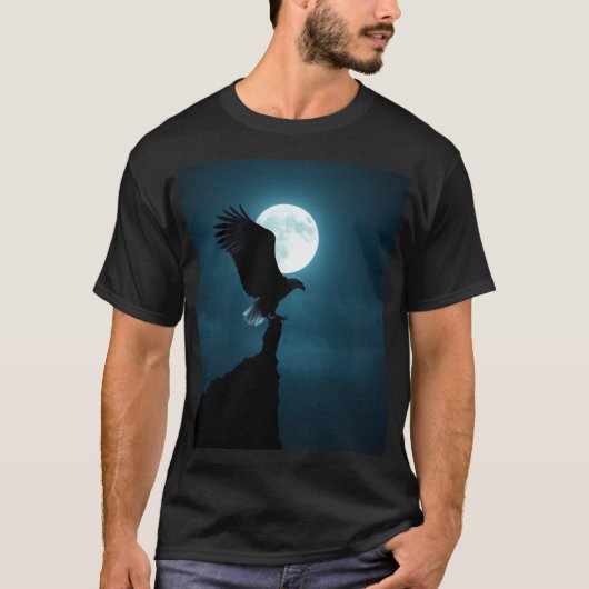月明かりの森の雄大な鷲 芸術的なグラフィック Tシャツ (正面)