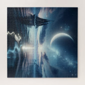 月明かりの水で帆船が航行する ジグソーパズル (横)