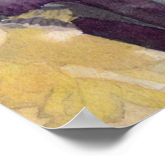 月明かりの水彩画のポスタープリント ポスター (角)