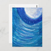 月明かりの波と渦巻き ポストカード (正面/裏面)