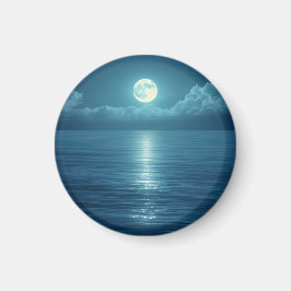 月明かりの海 キャンバスアート|穏やかな海に満月 マグネット