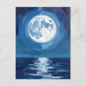 月明かりの海|夜の海 水彩の反射 ポストカード (正面)