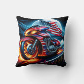 月明かりの湖で旗を立てた自転車 クッション (裏面)