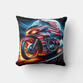 月明かりの湖で旗を立てた自転車 クッション (正面)