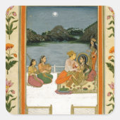 月明かりの湖のそばのテラスの恋人たち、Smから スクエアシール (正面)