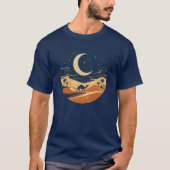 月明かりの砂漠 ラクダの旅Tシャツ Tシャツ (正面)