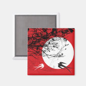 月明かりの磁石に覆われた東洋のツバメ マグネット (正面/裏面)