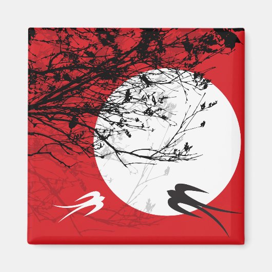 月明かりの磁石に覆われた東洋のツバメ マグネット (正面)