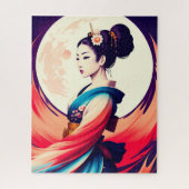 月明かりの芸者の中を歩日本のく ジグソーパズル (縦)