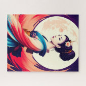 月明かりの芸者の中を歩日本のく ジグソーパズル (横)