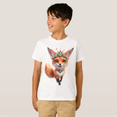 月明かりの草原の星輝く狐。 Tシャツ (正面フル)