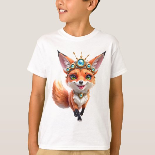 月明かりの草原の星輝く狐。 Tシャツ (正面)