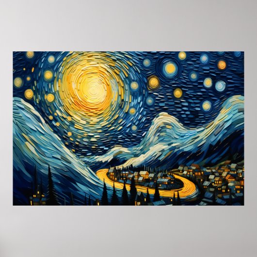 月明かりの街並み ポスター (正面)