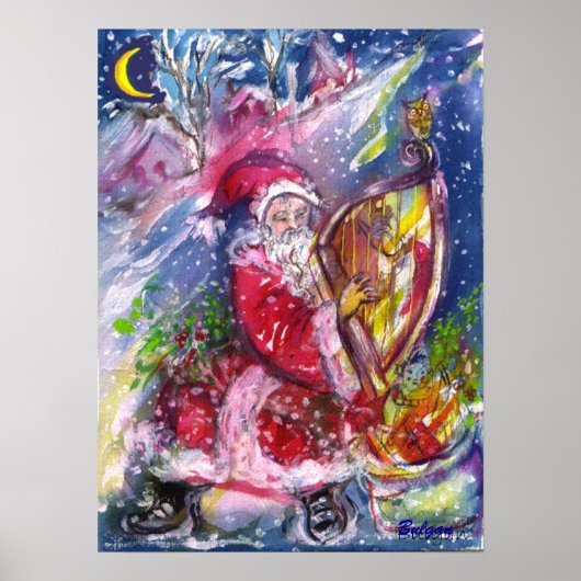 月明かりの遊クリスマスにサンタの竪琴 ポスター (正面)