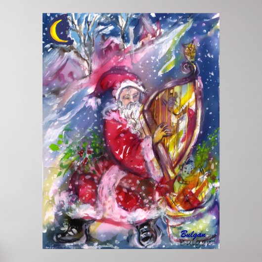 月明かりの遊クリスマスにサンタの竪琴 ポスター (正面)