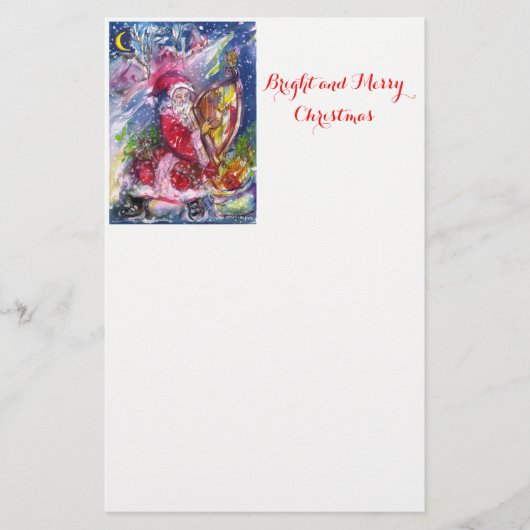 月明かりの遊クリスマスにサンタの竪琴 便箋 (正面)
