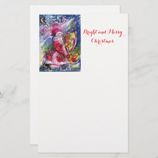 月明かりの遊クリスマスにサンタの竪琴 便箋 (正面/裏面)