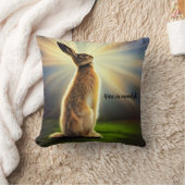 月明かりの野うさぎ。編集可能文字 クッション (ブランケット)
