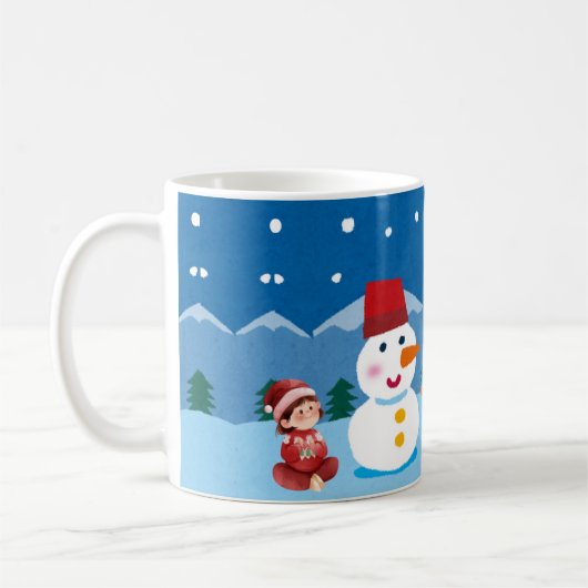 月明かりの雪あそび コーヒーマグカップ (左)