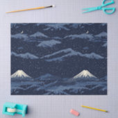 月明かりの青い雪山の天体模様 薄葉紙 (クラフト)