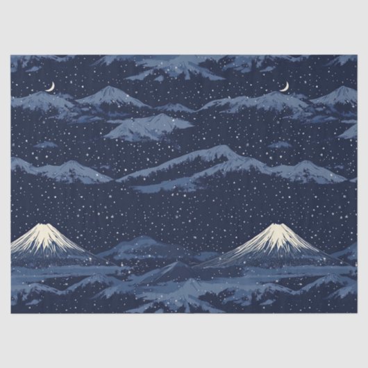 月明かりの青い雪山の天体模様 薄葉紙 (正面)