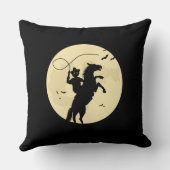 月明かりの馬のトリックまたは黒を扱う クッション (裏面)