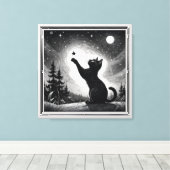 月明かりの黒猫 キャンバスプリント (インサイチュ (ウッドフロア))