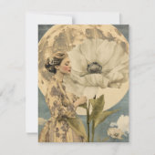 月明かり美しい – 白い花と月を持つ女性 (正面)