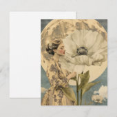 月明かり美しい – 白い花と月を持つ女性 (正面/裏面)