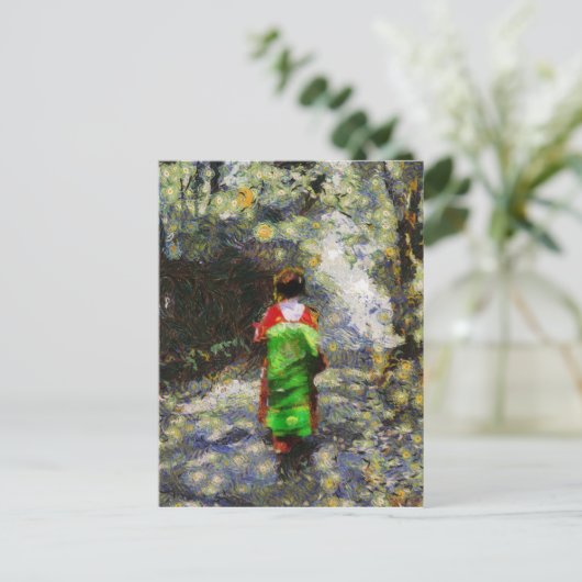 月明かり舞妓はがき ポストカード (スタンド正面)