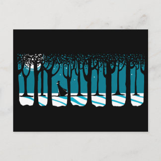 月明りの森の冬の歩行 ポストカード