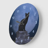 月明りの猫 ラージ壁時計 (傾斜)