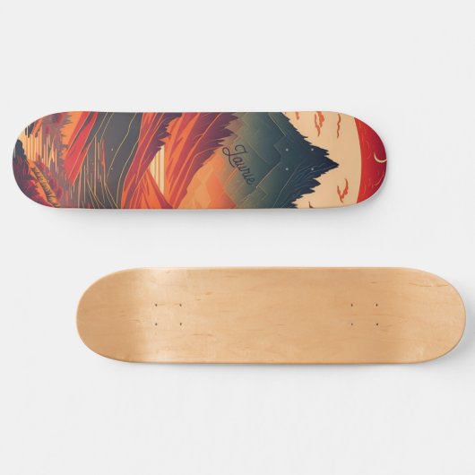 月明カスタムかりの山の水色 スケートボード (横)