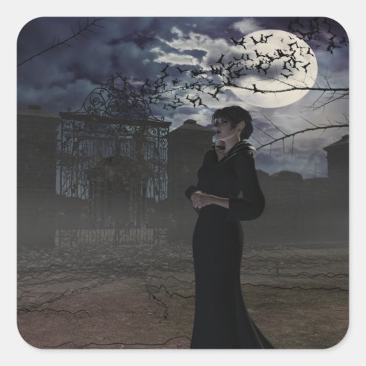 月明不気味かりの暗い妖精 スクエアシール (正面)