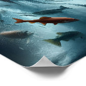 月明威厳のあるけダンス中のサーモン12x16 ポスター (角)