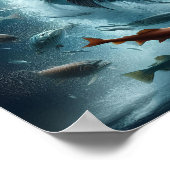 月明威厳のあるけダンス中のサーモン16x12 ポスター (角)