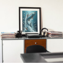 月明威厳のあるけダンス中のサーモン16x20 ポスター